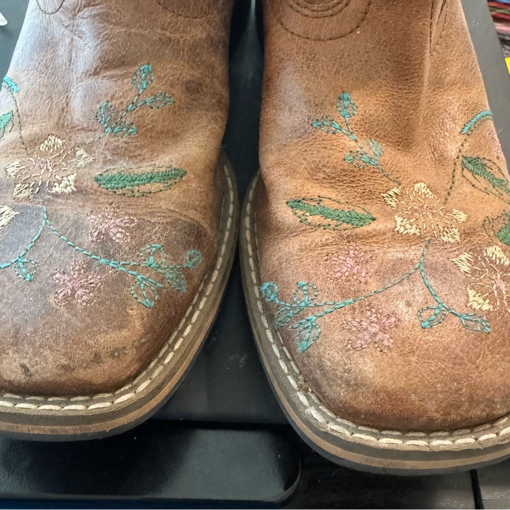 Kids Brown and Blue Western Boots - Picture 3 of 13
